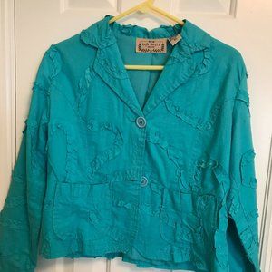 LIFE STYLE PETITES Unique Turquoise Jacket